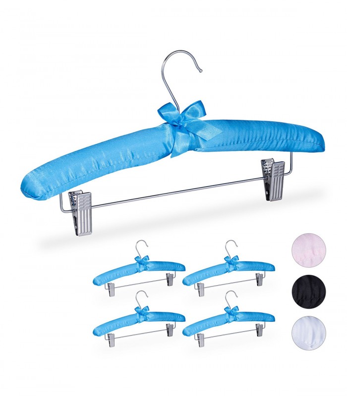 Umerase haine din satin, cu clame, 5 bucati, Albastru