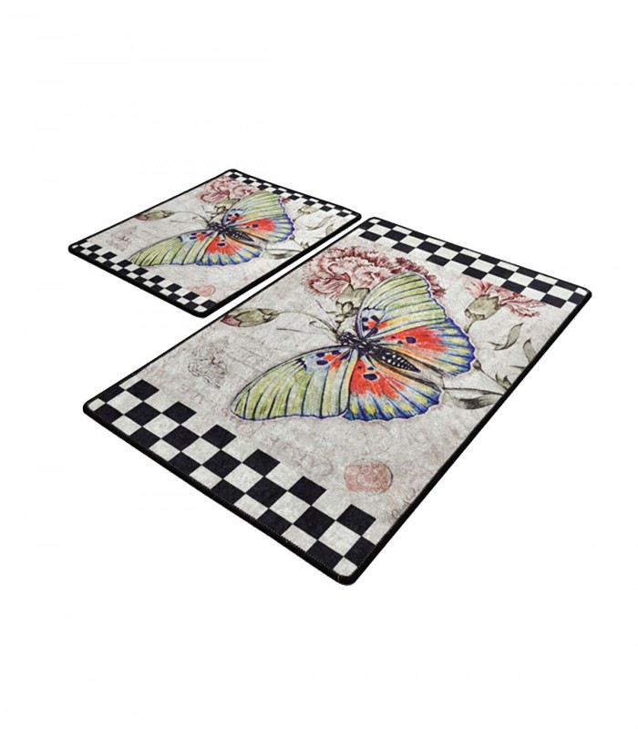 Set 2 covorase de baie Mariposa, Multicolor, 60 x 100/ 50 x 60 cm