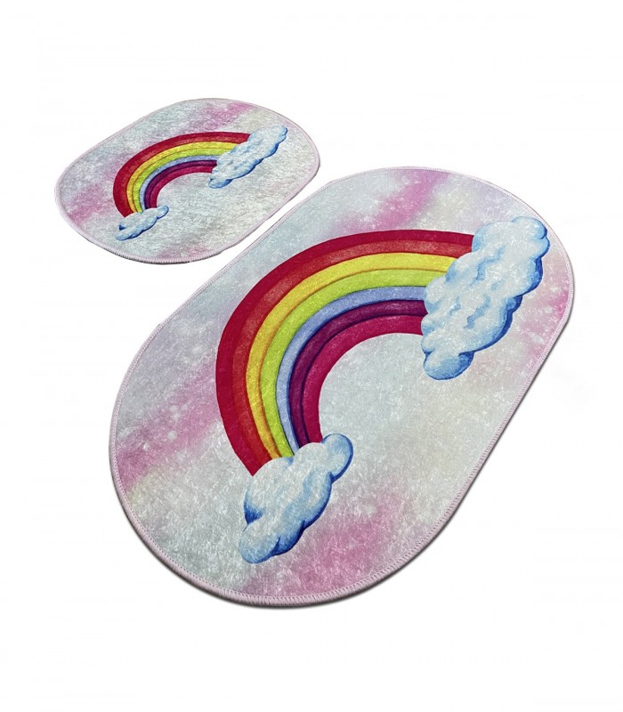 Set 2 covorase de baie Leno, Multicolor, 60 x 100/ 50 x 60 cm