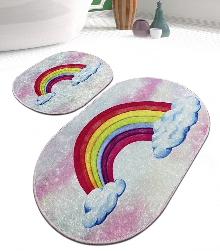 Set 2 covorase de baie Leno, Multicolor, 60 x 100/ 50 x 60 cm