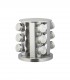 Suport organizator pentru condimente, rotativ, 12 recipiente, circular, diametru 19.5 cm, H 21 cm,  Inox