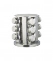Suport organizator pentru condimente, rotativ, 12 recipiente, circular, diametru 19.5 cm, H 21 cm,  Inox