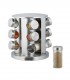 Suport organizator pentru condimente, rotativ, 12 recipiente, circular, diametru 19.5 cm, H 21 cm,  Inox