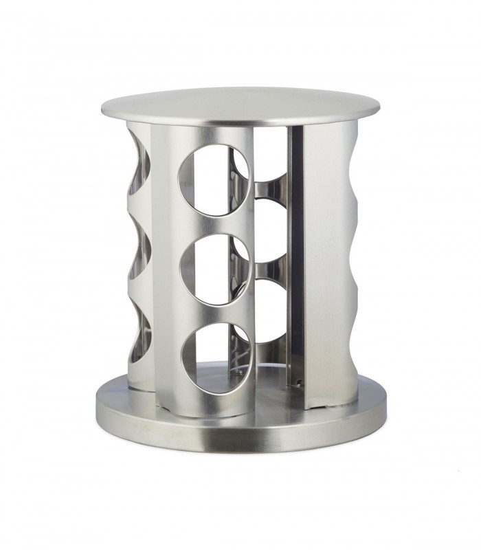 Suport organizator pentru condimente, rotativ, 12 recipiente, circular, diametru 19.5 cm, H 21 cm,  Inox