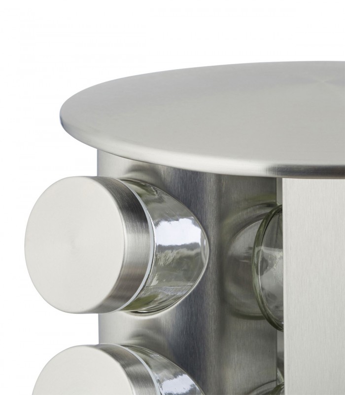 Suport organizator pentru condimente, rotativ, 12 recipiente, circular, diametru 19.5 cm, H 21 cm,  Inox