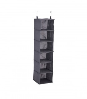 Raft suspendat pentru haine-pantofi-lenjerii, 30 x 30 x 139 cm, Poliester, Negru