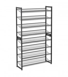 Raft pantofi  cu 8 etajere ( 2 x 4 ) , Ajustabil, Metal, Negru