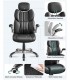 Scaun birou directorial, brate si tetiera reglabile, spatar ergonomic, piele ecologica, Negru