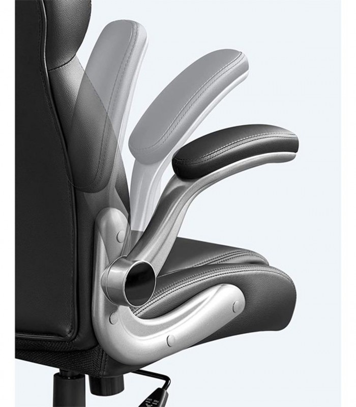 Scaun birou directorial, brate si tetiera reglabile, spatar ergonomic, piele ecologica, Negru