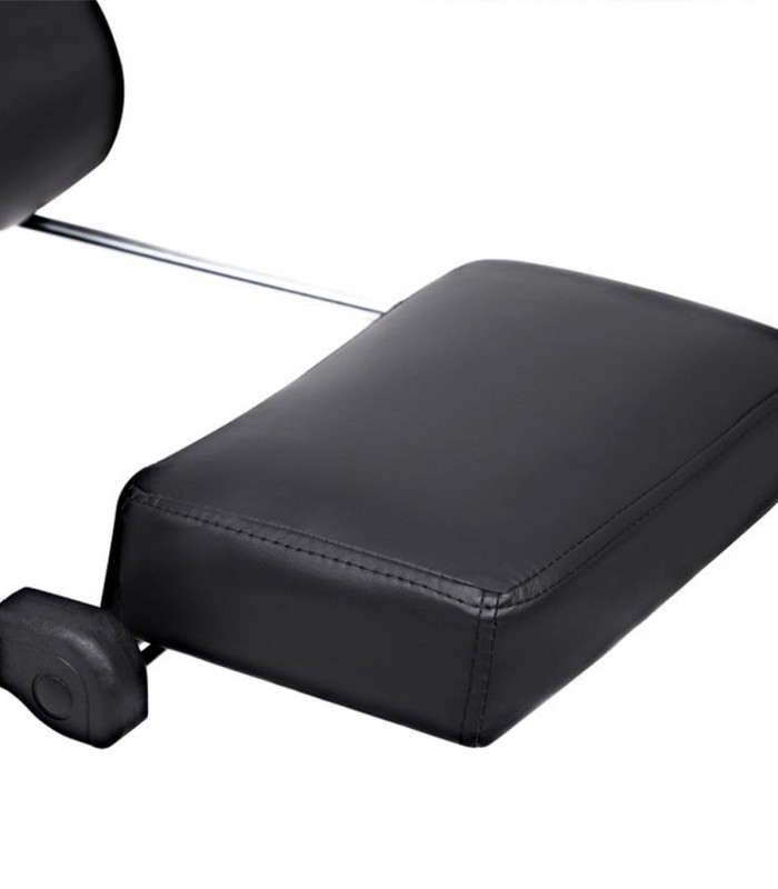 Scaun de birou directorial, reglabil, suport pentru picioare, perna lombara, piele ecologica, Negru