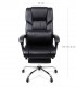 Scaun de birou directorial, reglabil, suport pentru picioare, perna lombara, piele ecologica, Negru