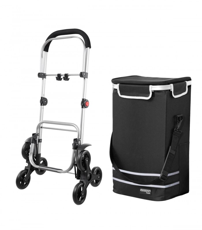 Carucior cumparaturi  Stairs Climber, pliabil, husa detasabila, 3 roti,  Metal/Poliester, Negru