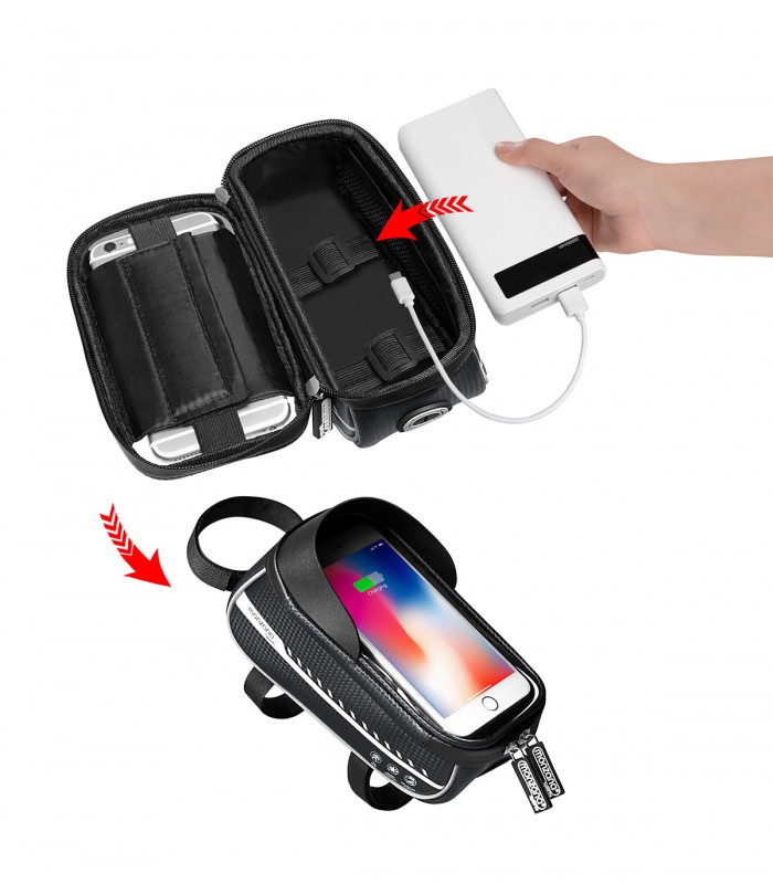 Geanta impremeabila  pentru cadru  bicicleta,  husa pentru telefon