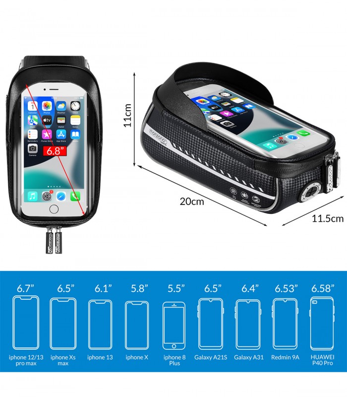 Geanta impremeabila  pentru cadru  bicicleta,  husa pentru telefon