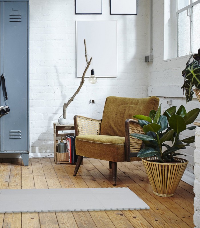 Covor tip  puzzle pentru living/dormitor, 9 piese 30 x 30 cm,  dimensiune 120 x 120 cm , poliester, gri deschis ,