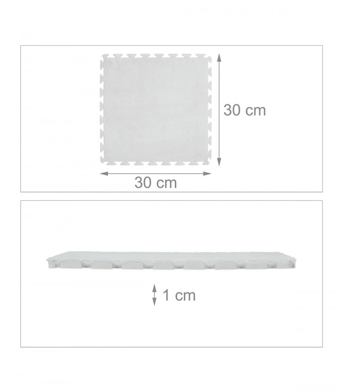 Covor tip  puzzle pentru living/dormitor, 9 piese 30 x 30 cm,  dimensiune 120 x 120 cm , poliester, gri deschis ,