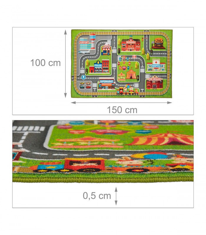 Covor de joaca  pentru copii Little Town ,  Multicolor, 150 x 100 cm , Poliester