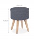 Taburet rotund  tapitat  cu  spatiu  depozitare,  picioare lemn masiv,  45.5 cm, Gri inchis