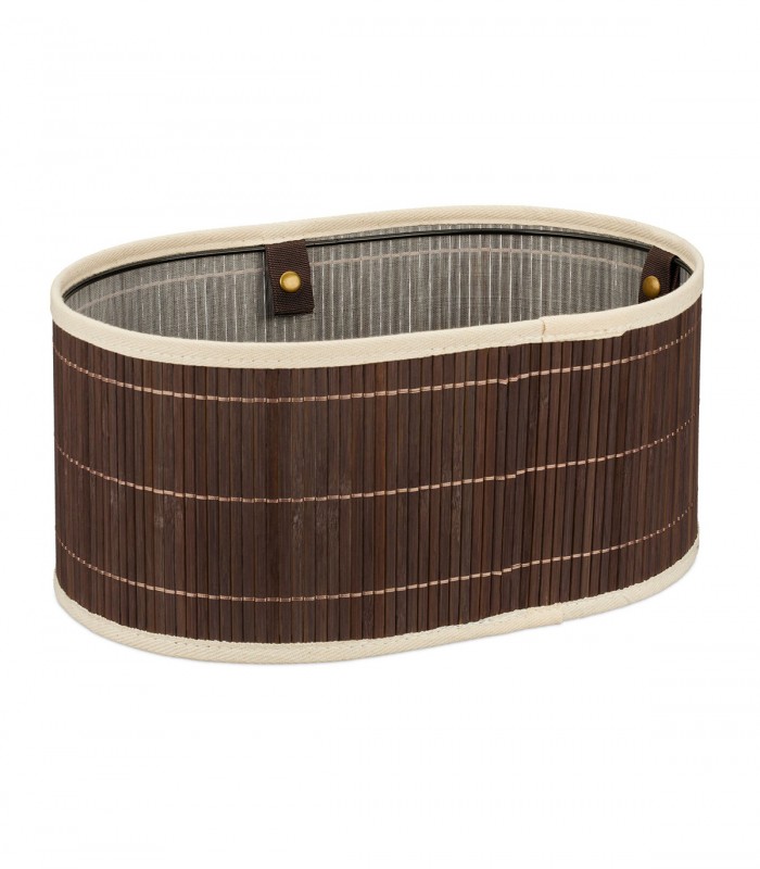 Cosulet pentru paine Paris,  captuseala din panza, Bambus,  Maro, 16 x 24 x 34 cm