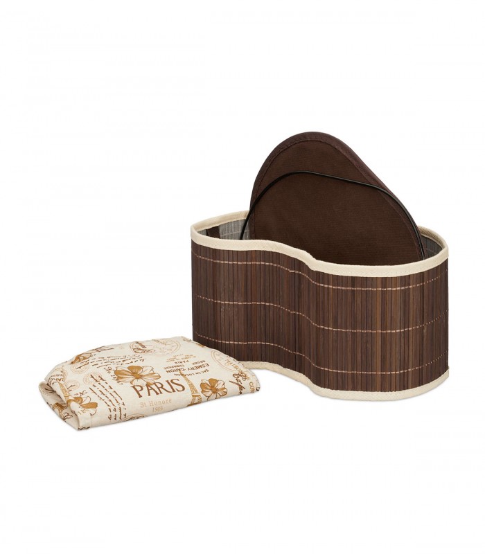 Cosulet pentru paine Paris,  captuseala din panza, Bambus,  Maro, 16 x 24 x 34 cm