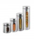 Set 4 recipiente  cu fereastra vizualizare , pentru depozitare  paste/cereale, Inox,  500/700/800/1200 g