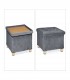 Taburet cu spatiu depozitare, Picioruse lemn, Catifea, Gri deschis, 35 x 38 x 38 cm, Max. 80 kg