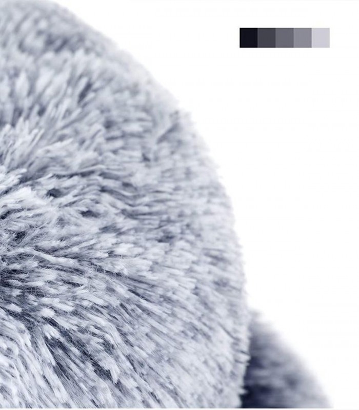 Pat lavabil rotund pentru caini talie mica/ pisici, rotund, antialunecare, diametru 60 cm, gri deschis