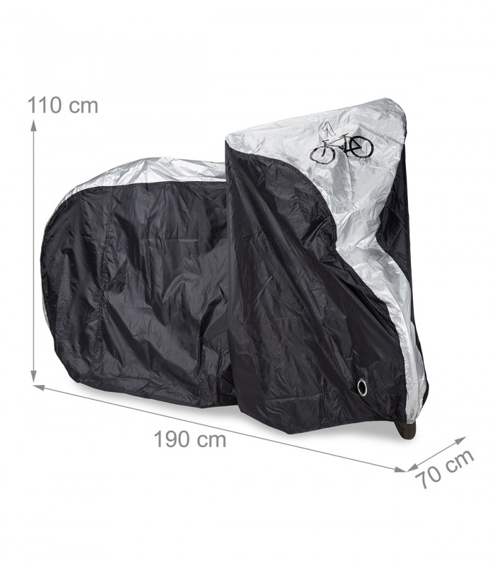 Husa protectie impermeabila, 1 bicicleta, Negru/Argintiu