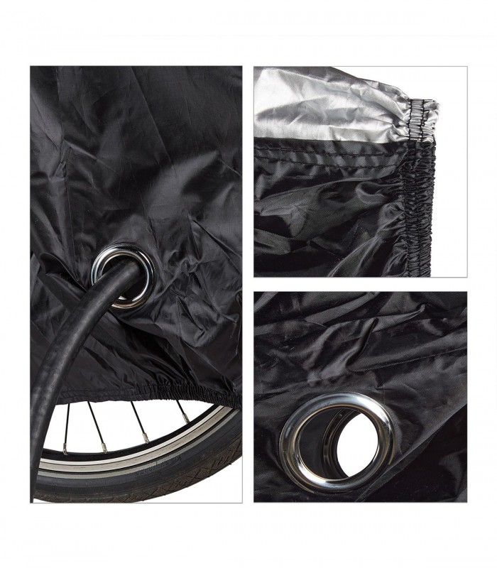 Husa protectie impermeabila, 1 bicicleta, Negru/Argintiu