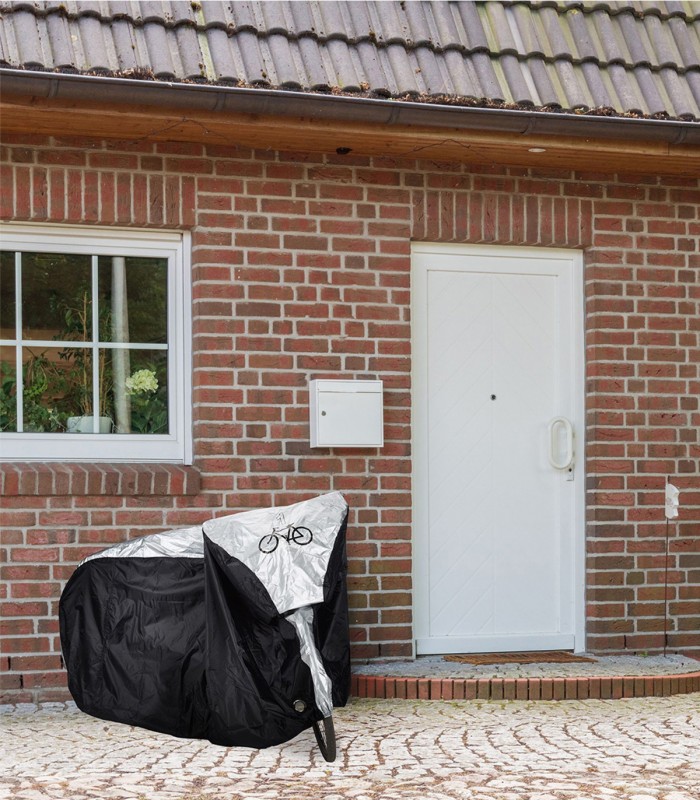 Husa protectie impermeabila, 1 bicicleta, Negru/Argintiu