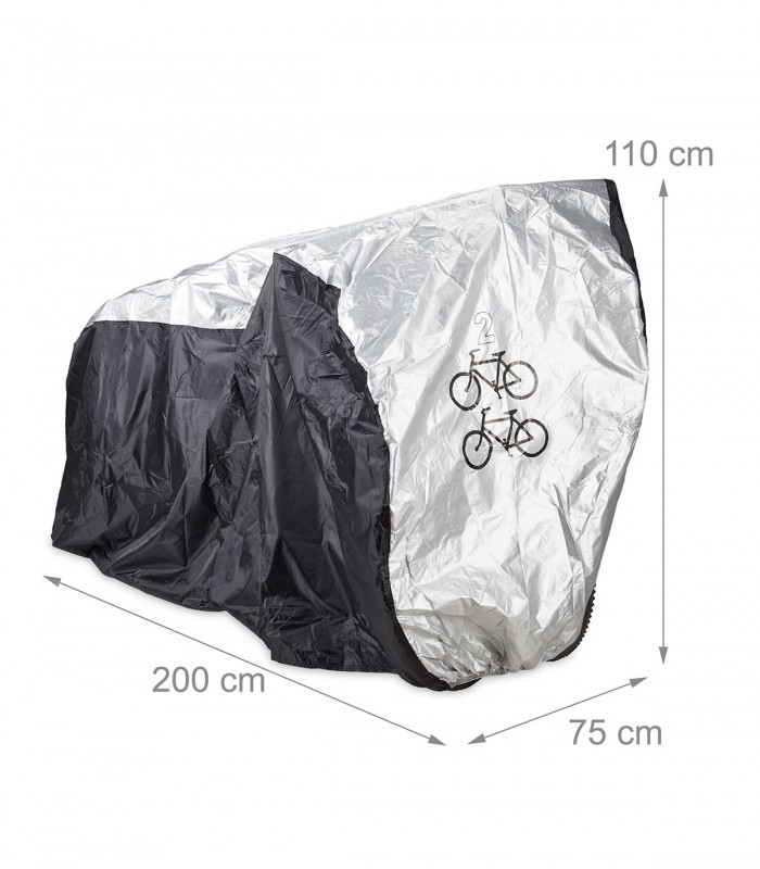 Husa protectie impermeabila, 2 biciclete, Negru/Argintiu