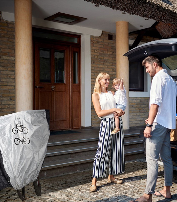 Husa protectie impermeabila, 2 biciclete, Negru/Argintiu