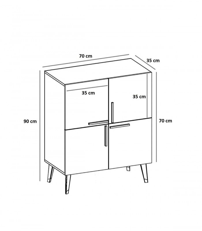 Consola Mikra, alb, 70 x 35 x 90 cm