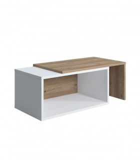 Masa de cafea Felica, Stejar/Alb, 70 x 42 x 35 cm