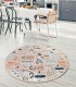 Covor de bucatarie Cafea Cat Decorativa , Bej, anti-alunecare, lavabil Ø 100 cm