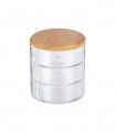 Organizator produse cosmetica, 3 compartimente, bambus/plastic, Transparent
