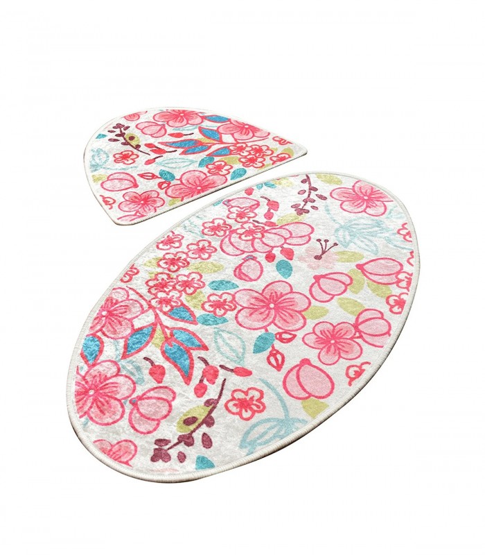 Set 2 Covorase baie Dolce Oval, 60 x 100 cm, 50 x 60 cm, Antiderapant, Multicolor