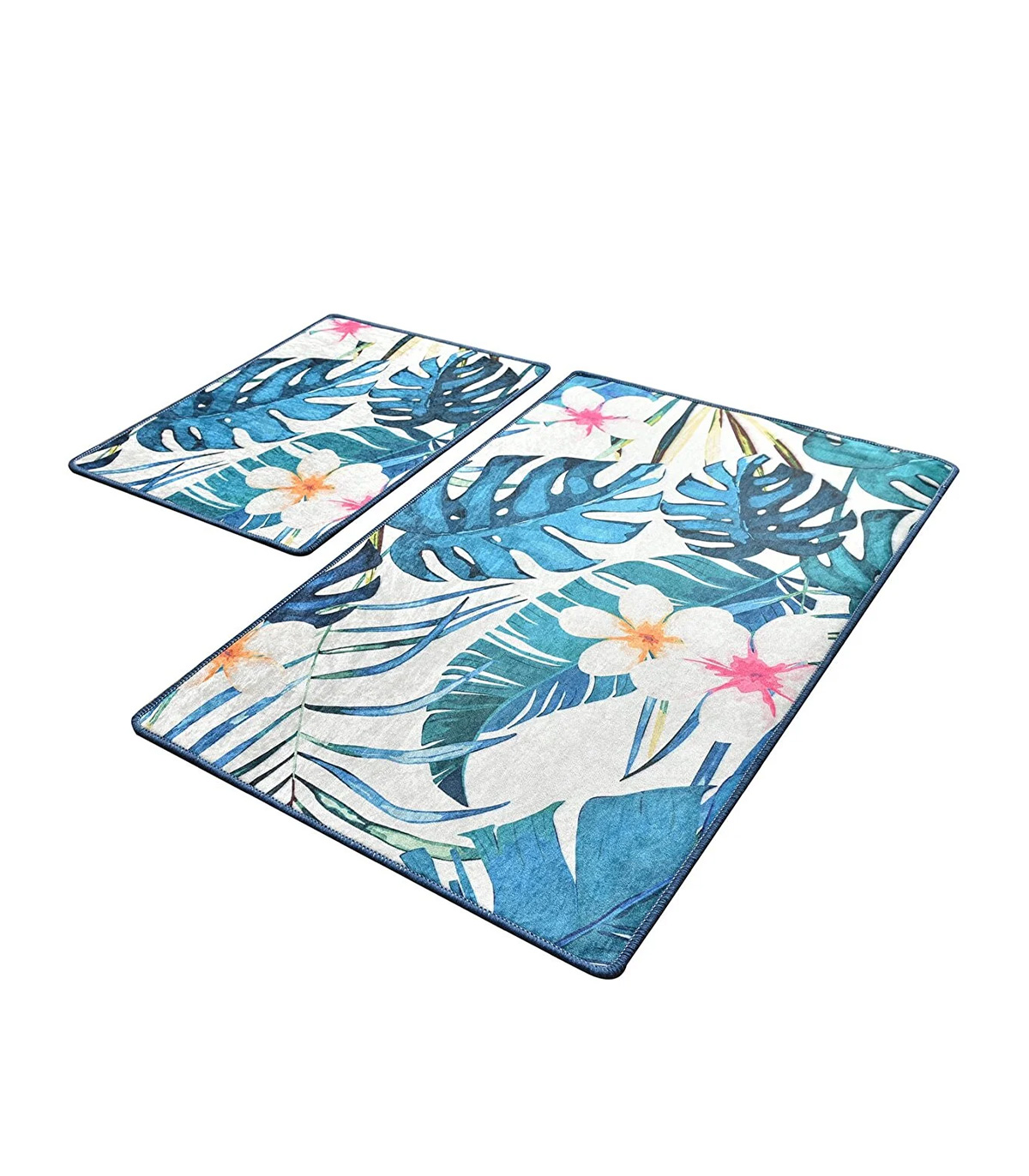 Set 2 Covorase baie Exotic Rectangular, 60 x 100 cm, 50 x 60 cm, Antiderapant, Multicolor Covoare baie