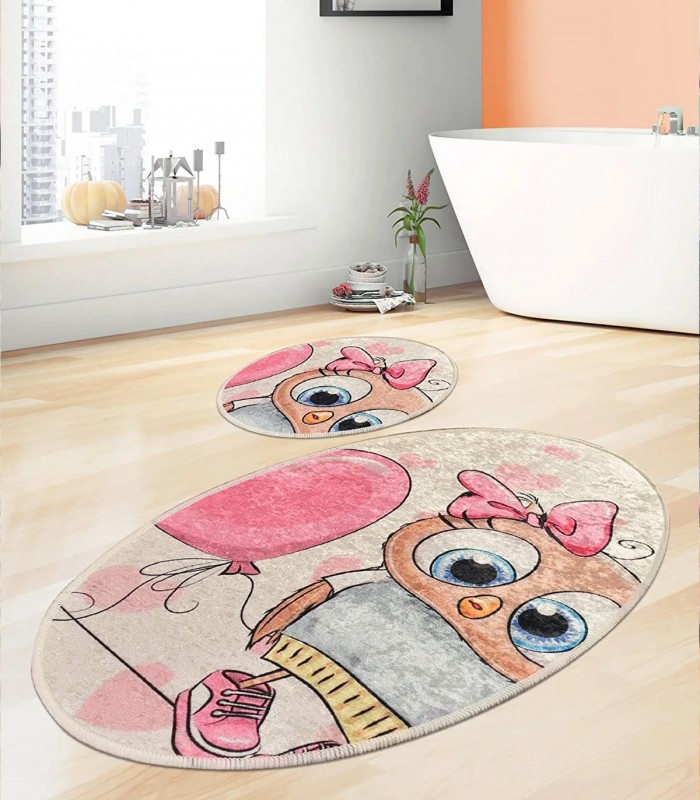 Set 2 Covorase baie Kitty, 60 x 100 cm, 50 x 60 cm, Antiderapant, Multicolor