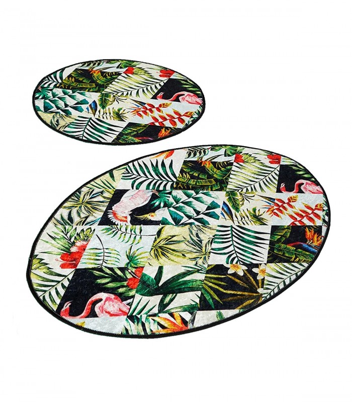 Set 2 Covorase baie Patch, 60 x 100 cm, 50 x 60 cm, Antiderapant, Multicolor
