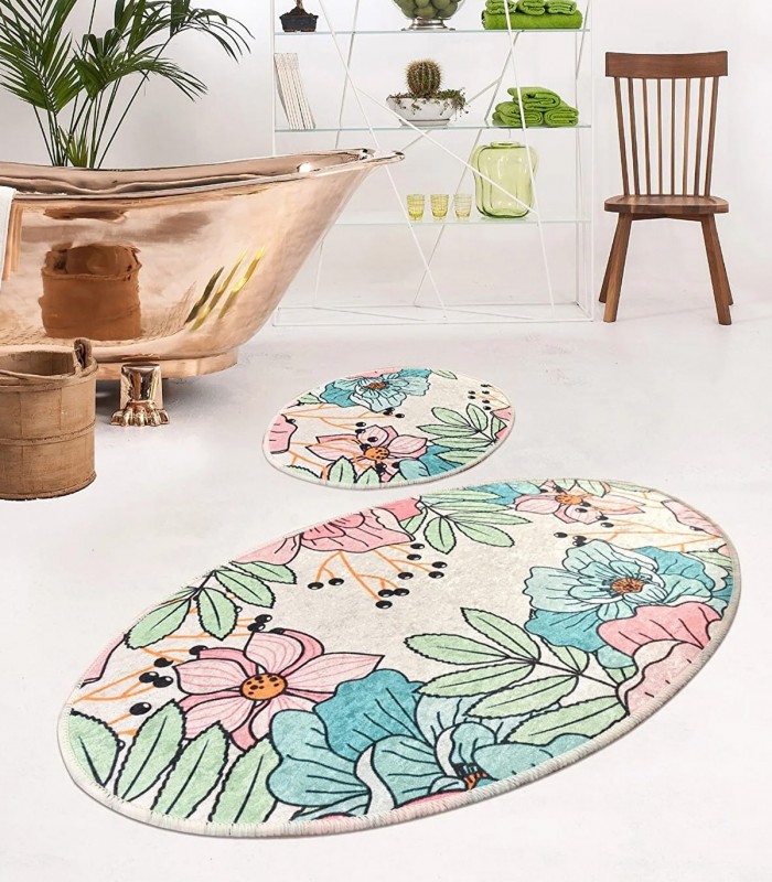 Set 2 Covorase baie Spring, 60 x 100 cm, 50 x 60 cm, Antiderapant, Multicolor