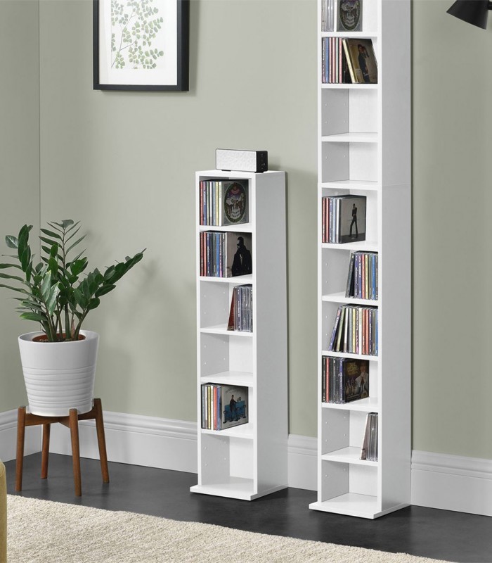 Raft depozitare living, 6 compartimente, 90 x 20 x 20 cm, PAL melaminat, alb