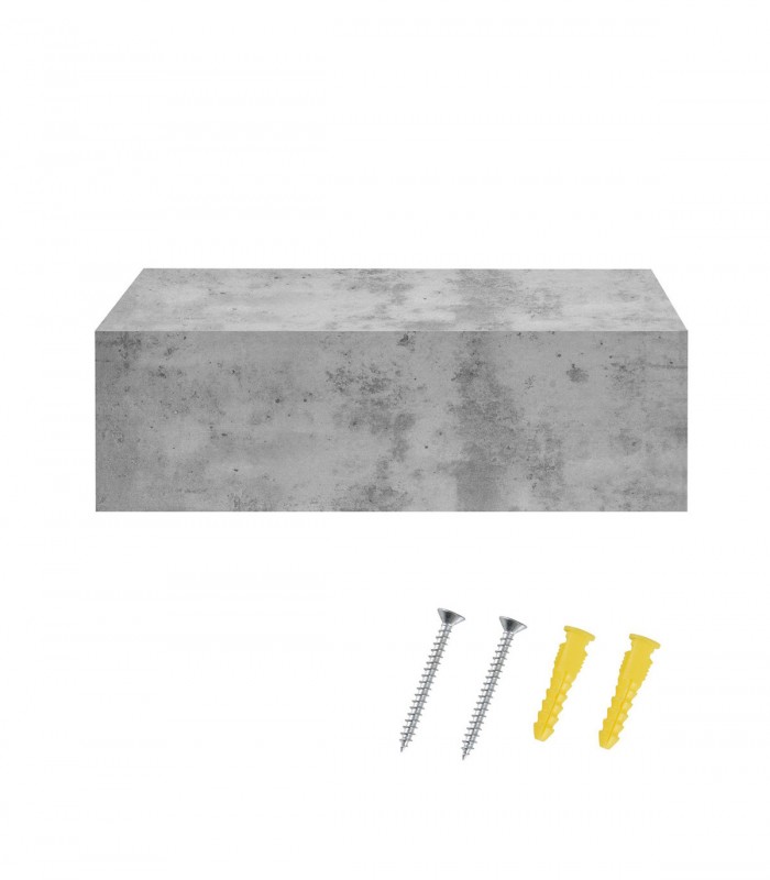 Noptiera montabila pe perete, un sertar, 46 x 30 x 15 cm, PAL,  aspect  gri beton