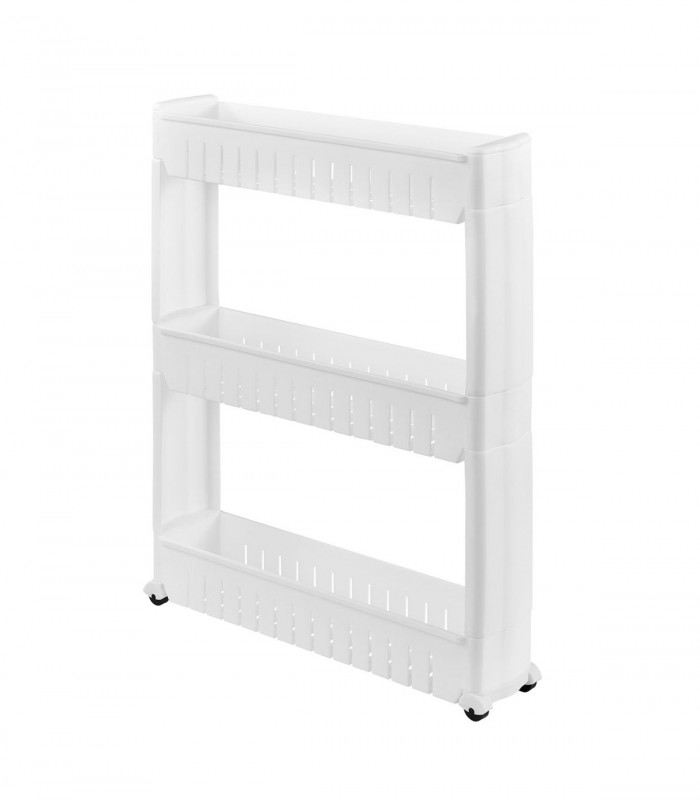 Raft  depozitare mobil pentru bucatarie, 3 niveluri,  72 x 12 x 54,5 cm, plastic, alb