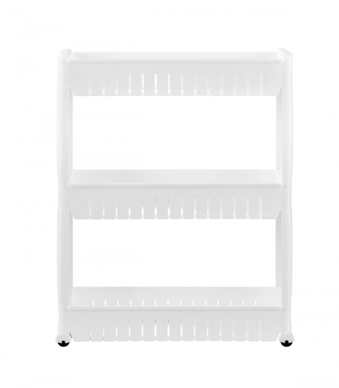Raft  depozitare mobil pentru bucatarie, 3 niveluri,  72 x 12 x 54,5 cm, plastic, alb