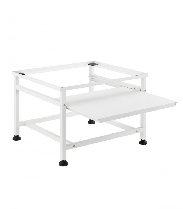 Suport masina de spalat cu polita depozitare mobila , 63 x 54 x 41 cm, otel, alb