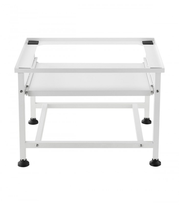 Suport masina de spalat cu polita depozitare mobila , 63 x 54 x 41 cm, otel, alb