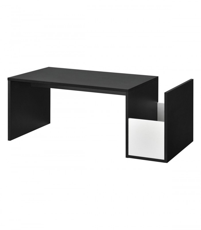 Masuta cafea cu suport pentru reviste,  90x45x35 cm, PAL melaminat, Negru/alb