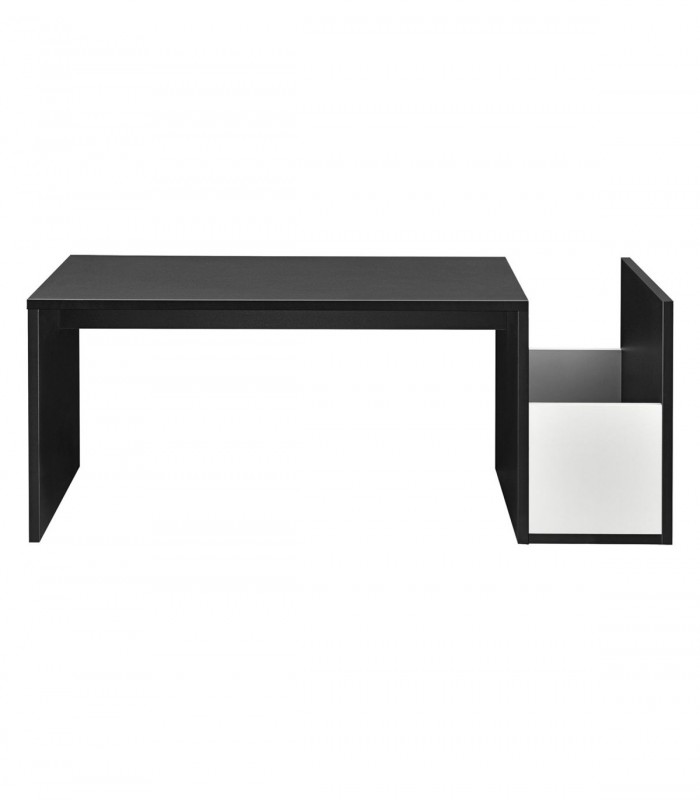 Masuta cafea cu suport pentru reviste,  90x45x35 cm, PAL melaminat, Negru/alb