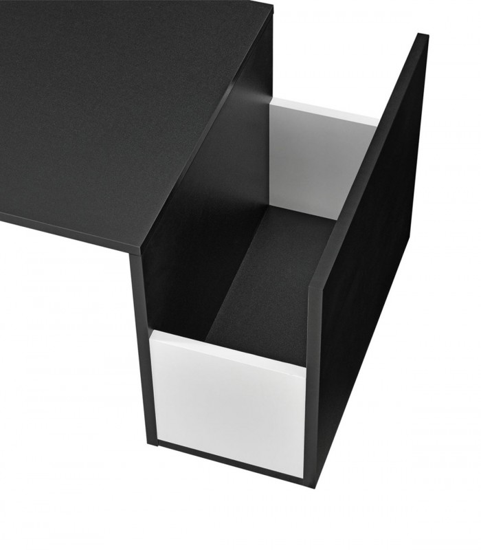 Masuta cafea cu suport pentru reviste,  90x45x35 cm, PAL melaminat, Negru/alb